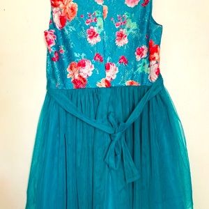 Emily West Girl Floral Dress in Teal Color